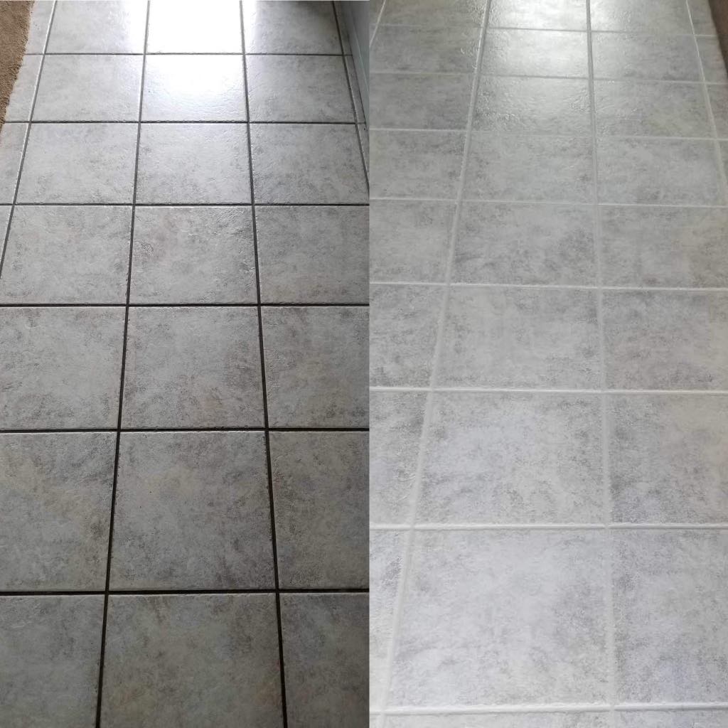 Before and After Tile/Grout Cleaning and Color Seal